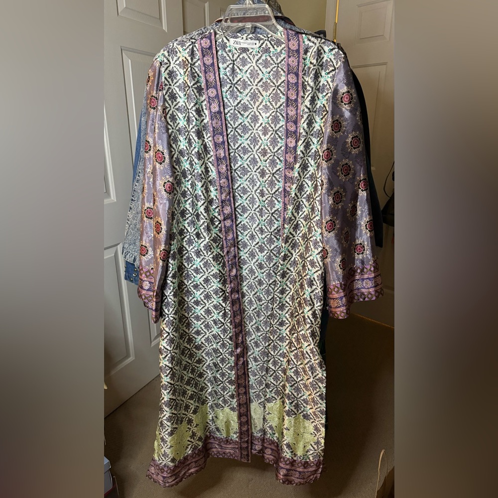 Zara Long Kimono Multi Colored Print S-M